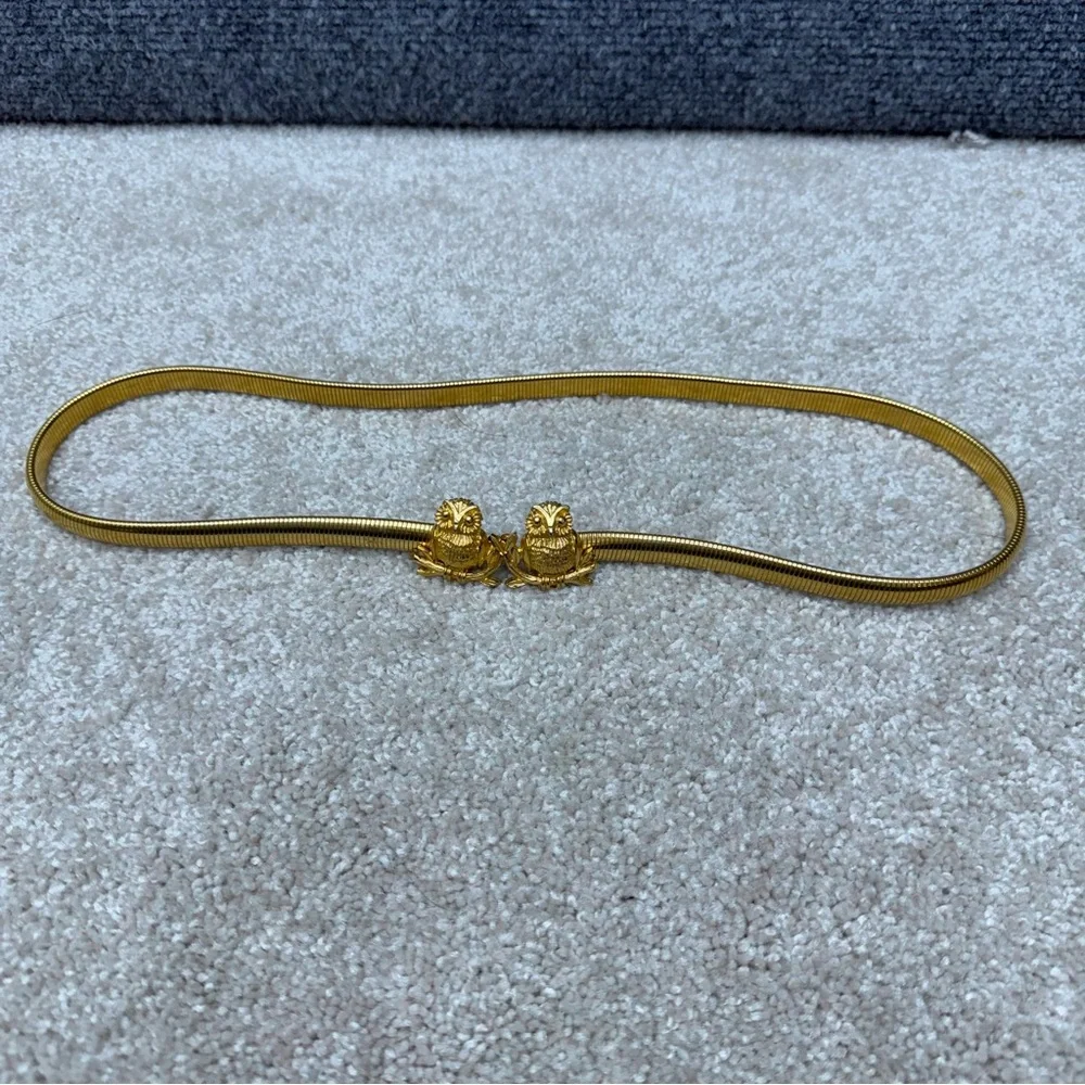 Vintage MIMI DI N stretch Owl Belt metal gold tone 1975 Womens - Picture 2 of 10